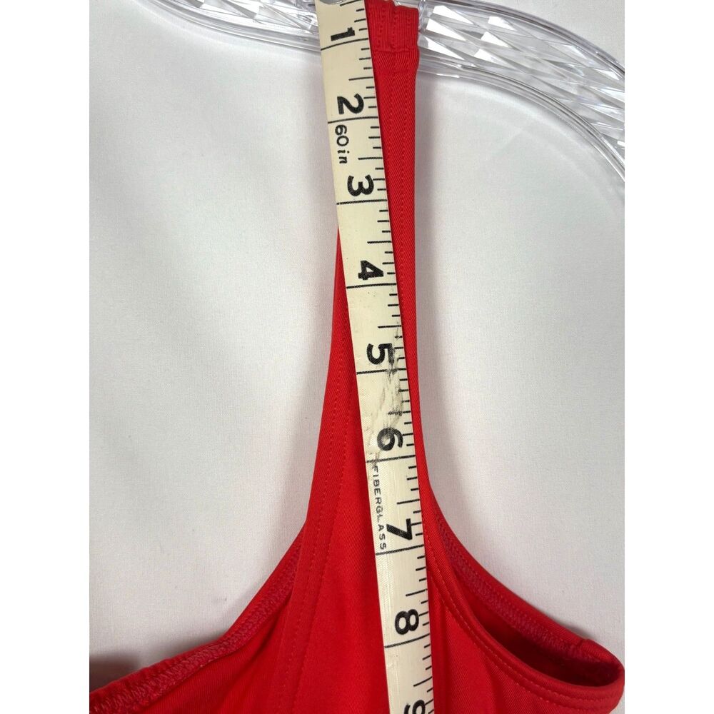 Michael Kors Lace Up Front One Piece Swimsuit Red Coral Grommet Monokini Sz 12 - Picture 9 of 10